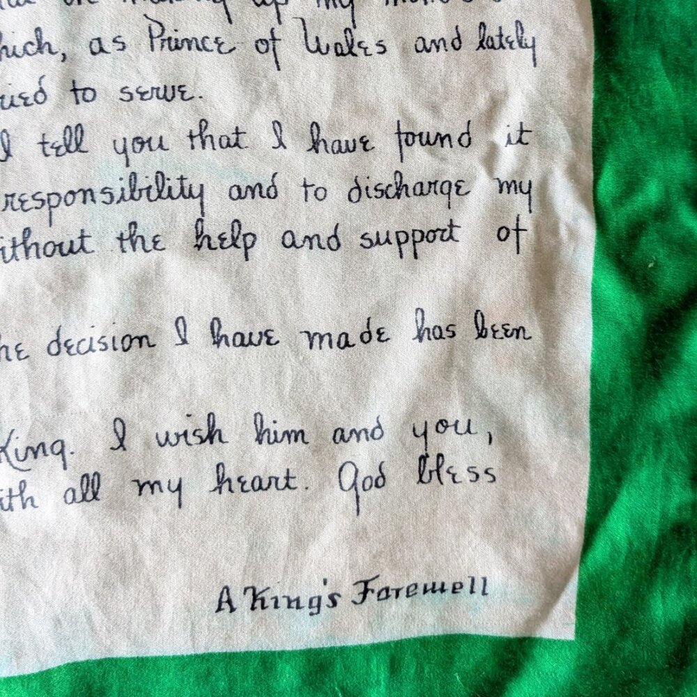 Vintage A King's Farewell Silk Scarf Handkerchief 1936 King Edward VIII Britain - Picture 4 of 10